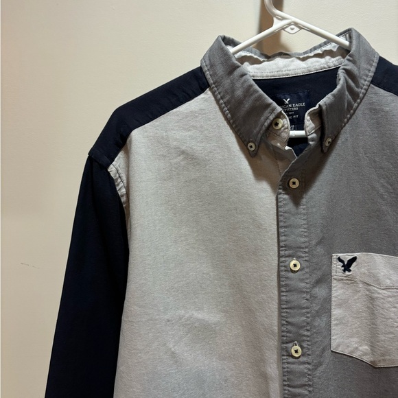 Y2K American Eagle Outfitters Black and Gray Button-Down Shirt - Picture 3 of 14